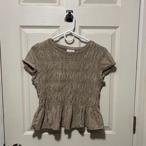 Pilcro Taupe Ruched Blouse